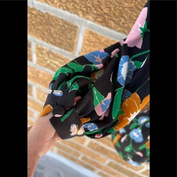 KATE SPADE NEW YORK KATE SPADE Floral Garden Tulip Dress In Black LARGE - Picture 4 of 13